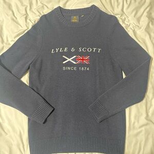 Lyle & Scott Blue Heritage Union Jack Sweater NWOT